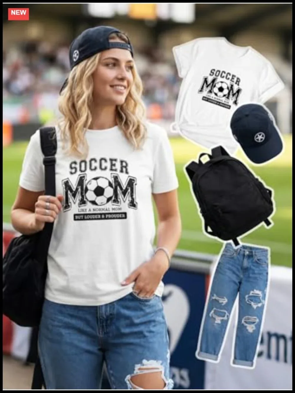 Soccer Mom Graphic Tee Premium Cotton Blend Crew Neck Short Sleeve Red